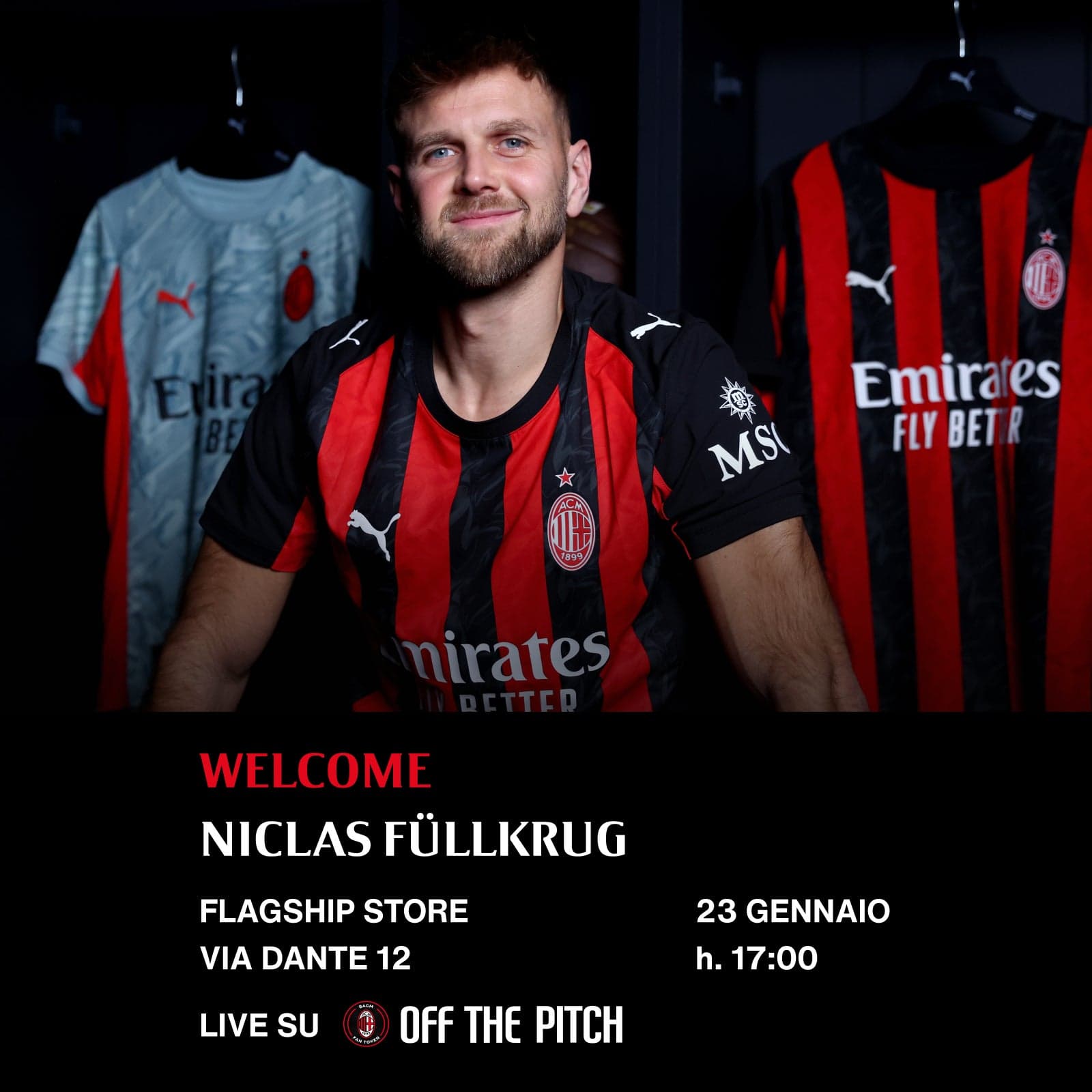 NICLAS FÜLLKRUG AT THE FLAGSHIP STORE ON VIA DANTE