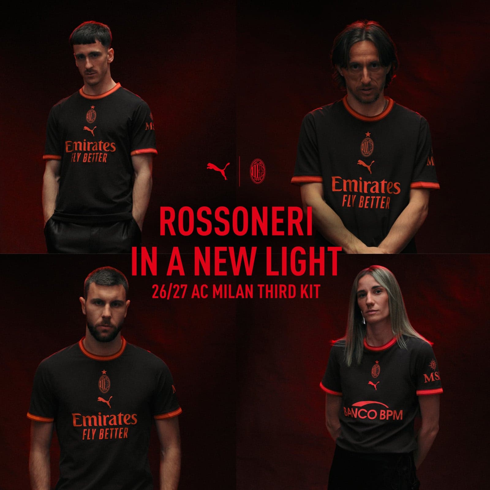 "ROSSONERI IN A NEW LIGHT": AC MILAN E PUMA FIRMANO IL THIRD KIT 2026/27